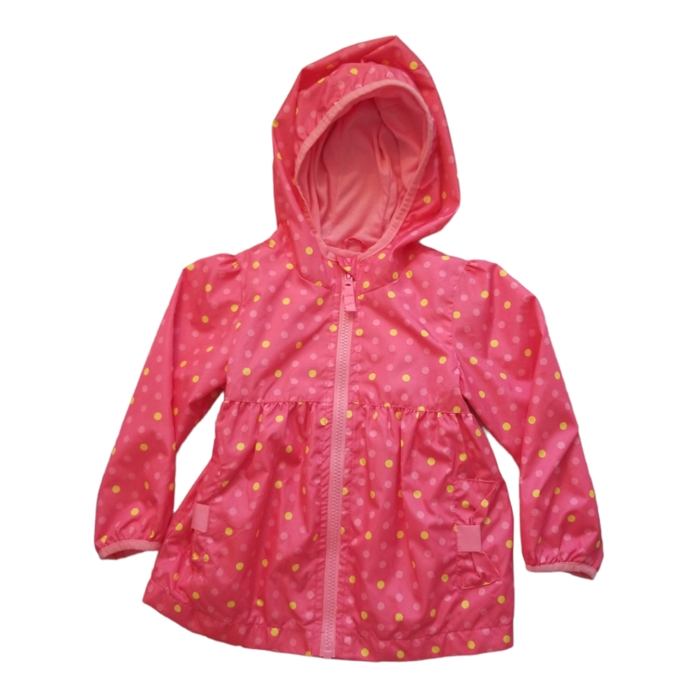 Girl's Pink Polka Dot Windbreaker/Raincoat with Hoodie